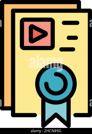 Symbol für medizinisches Online-Zertifikat. Umriss online medizinische Zertifikat Vektor Symbol Farbe flach isoliert Stock Vektor