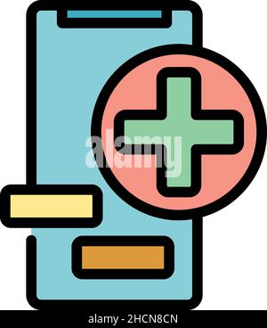 Servicesymbol für mobilen Arzt. Umriss mobile Arzt Service Vektor Symbol Farbe flach isoliert Stock Vektor