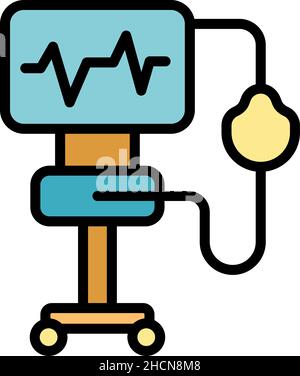 Symbol für das medizinische Beatmungsgerät. Kontur Virus Ventilator medizinische Maschine Vektor Symbol Farbe flach isoliert Stock Vektor