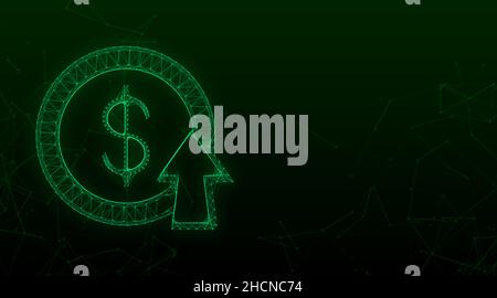 Gewinn Geld oder Budget. Cash und steigender Graph Pfeil nach oben, Konzept des Geschäftserfolgs. Vektorgrafik Stock Vektor