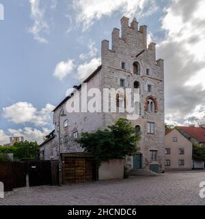 Old Apothecary Shop (Gamla apoteket, Strandgatan 28), in der malerischen mittelalterlichen Stadt Visby, auf der Insel Gotland in Schweden Stockfoto