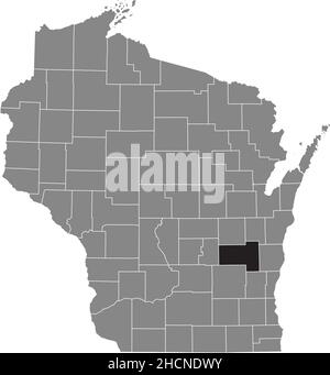 Schwarz markierte Standortkarte des Fond du Lac County in grauer Verwaltungskarte des Bundesstaates Wisconsin, USA Stock Vektor Schwarz markierte Standortkarte des Fond du Lac County in grauer Verwaltungskarte des Bundesstaates Wisconsin, USA Stock Vektor