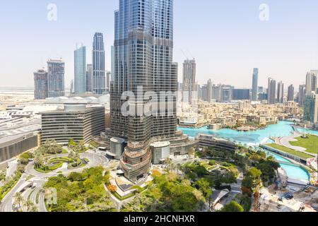 Downtown Dubai Burj Khalifa Kalifa Wolkenkratzer Gebäude Skyline Architektur in den Vereinigten Arabischen Emiraten Wahrzeichen Stockfoto