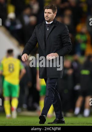 Head Coach of Aston Villa, Steven Gerrard - Norwich City / Aston Villa, Premier League, Carrow Road, Norwich, Großbritannien - 14th. Dezember 2021 nur zur redaktionellen Verwendung – es gelten die Einschränkungen von DataCo Stockfoto