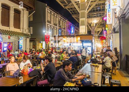 SINGAPUR, SINGAPUR - 10. MÄRZ 2018: Chinatown Food Street Smith Street in Singapur Stockfoto