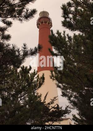 Barnegat Light Leuchtturm am Einlass zur Barnegat Bay in New Jersey. Erbaut im Jahr 1859, wurde es renoviert und im Januar 2009 neu renoviert. Stockfoto