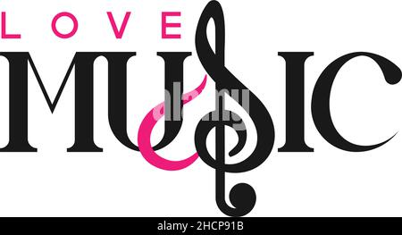 Flacher Buchstabe Marke LIEBE MUSIK singen Lied Logo-Design Stock Vektor