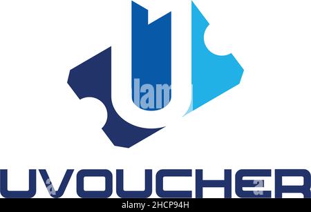 Flaches Initial U UVOUCHER Ticket Promo Logo Design Stock Vektor