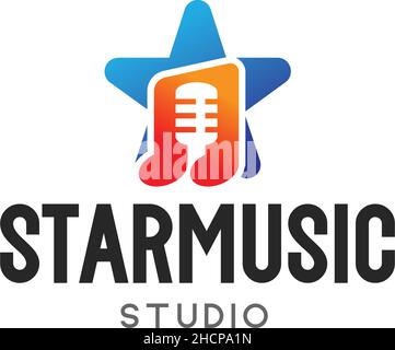 Modernes, farbenfrohes STARMUSIC STUDIO Voice-Logo-Design Stock Vektor