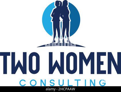 Moderne Silhouette ZWEI FRAUEN menschlichen Logo-Design Stock Vektor