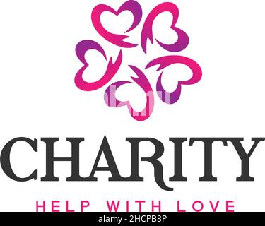 Moderne bunte CHARITY-Hilfe mit Liebe Logo-Design Stock Vektor