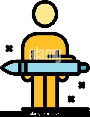 Symbol für die Funktion des Agenten-Stifts. Kontur Agent Stift arbeiten Vektor Symbol Farbe flach isoliert Stock Vektor