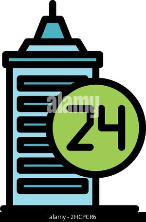 Symbol für die 24-Stunden-Agentenbildung. Skizzieren Sie 24-Stunden-Vektorgrafik Symbolfarbe flach isoliert Stock Vektor