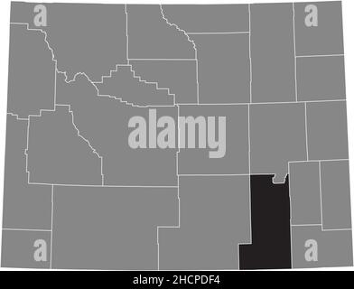 Schwarz markierte Standortkarte des Albany County in grauer Verwaltungskarte des Bundesstaates Wyoming, USA Stock Vektor