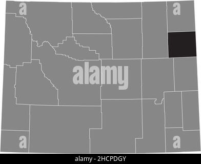 Schwarz markierte Standortkarte des Weston County in grauer Verwaltungskarte des Bundesstaates Wyoming, USA Stock Vektor