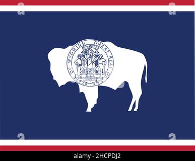 Einfache schwarze Vektor-Verwaltungskarte des Bundesstaates Wyoming, USA Stock Vektor