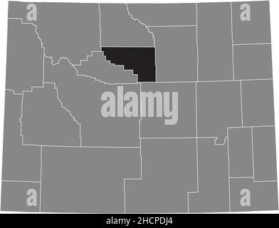 Schwarz markierte Standortkarte des Washakie County in grauer Verwaltungskarte des Bundesstaates Wyoming, USA Stock Vektor