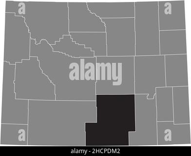 Schwarz markierte Standortkarte des Carbon County in grauer Verwaltungskarte des Bundesstaates Wyoming, USA Stock Vektor