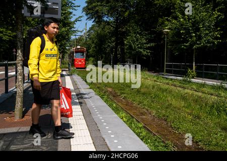 Niederlande, Den Haag, 2021-07-20. Falun Gong Kundgebung vor der chinesischen Botschaft in den Niederlanden. Bericht über den Qigong-inspirierten spirituellen m Stockfoto