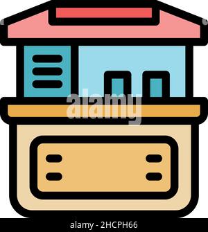 Symbol „Food Cart“. Kontur Lebensmittelwagen Vektor Symbol Farbe flach isoliert Stock Vektor