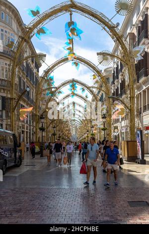 Calle Marques de Larios, Malaga wichtigster Einkaufsstandort, Historisches Zentrum (Altstadt), Malaga Spanien Stockfoto