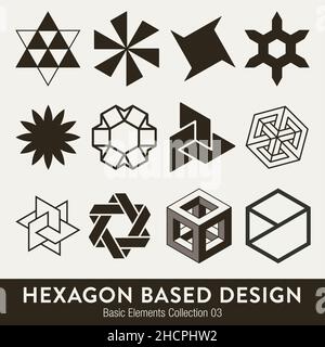 Vector Basic Element Kollektion: Sechseckige Designelemente Stock Vektor