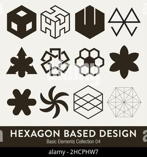 Vector Basic Element Kollektion: Sechseckige Designelemente Stock Vektor