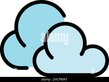 Symbol für neblige Wolken. Kontur nebligen Wolke Vektor Symbol Farbe flach isoliert Stock Vektor