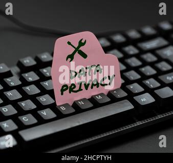 Konzeptionelle Darstellung Datenschutz. Konzeptionelle Foto Internet-Sicherheit und digitalen Schutz der Website oder Landing Homepage Eingabe Online-Website Stockfoto