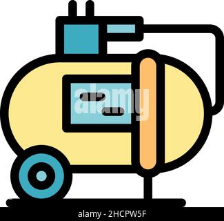 Symbol für den Zylinderkompressor. Kontur Zylinder Kompressor Vektor Symbol Farbe flach isoliert Stock Vektor