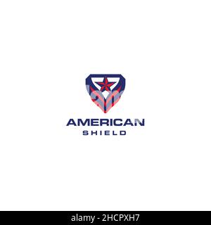 Modernes Design farbenfrohes AMERIKANISCHES SCHILD-Logo-Design Stock Vektor