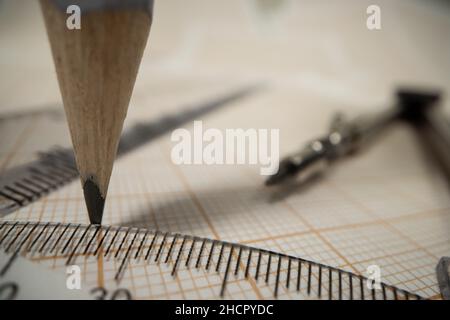 Geometrie , Mathematik, Satz von mathematischen Objekten Makroaufnahme , Geometrie Ausrüstung close up Stockfoto