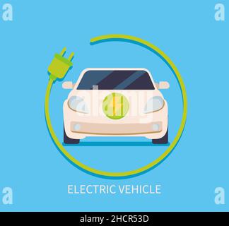 Elektroauto innen Kreis von Kabel mit Stecker. Stock Vektor