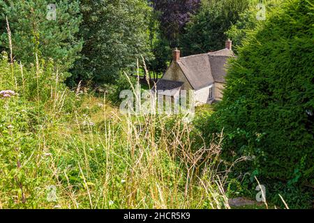 "Rosebank" in der Cotswold-Dorf Slad, Gloucestershire UK - der Kindheit Zuhause von Laurie Lee, Autor von "Apfelwein mit Rosie". Stockfoto