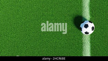 Fußball auf Linie vom Fußballplatz Stockfoto