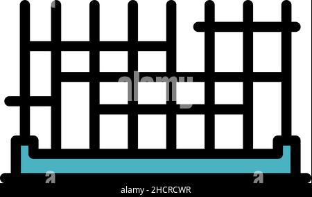 Symbol für das Metallnetz des Bauerhauses. Umriss Erbauer Haus Metall Netz Vektor Symbol Farbe flach isoliert Stock Vektor
