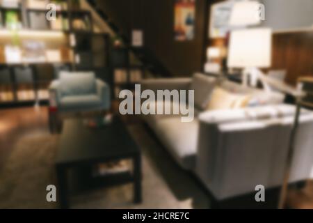 Verwacklungsfreie Einrichtung im Wohnzimmer Stockfoto