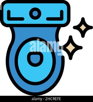 Symbol für saubere Toilette. Kontur sauber Toilette Vektor Symbol Farbe flach isoliert Stock Vektor