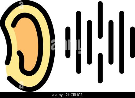 Symbol für die Spracherkennung des Ohrs. Kontur Ohr Spracherkennung Vektor Symbol Farbe flach isoliert Stock Vektor