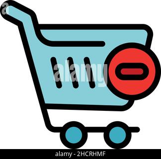 Symbol „aus Warenkorb entfernen“. Kontur aus Warenkorb entfernen Vektor Symbol Farbe flach isoliert Stock Vektor