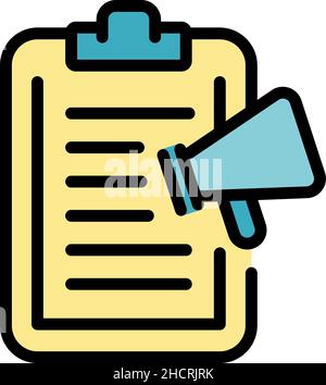 Symbol für die Zwischenablage des Megaphons. Kontur Megaphon Zwischenablage Vektor Symbol Farbe flach isoliert Stock Vektor