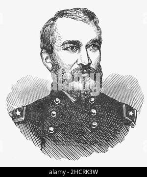 Ein Porträt von Philip Henry Sheridan (1831-1888) alias Fightin' Phil aus dem späten 19th. Jahrhundert, einem Unionsgeneral im amerikanischen Bürgerkrieg, der für seinen raschen Aufstieg zum Generalmajor und seine enge Verbindung mit Obergeneral Ulysses S. Grant bekannt ist, Der Sheridan vom Kommando einer Infanteriedivision übertrug, um das Kavalleriekorps der Armee des Potomac im Osten mit verbrannten Erden zu führen. 1865 verfolgte seine Kavallerie General Robert E. Lee und war maßgeblich an der Erzwingung seiner Kapitulation im Appomattox Courthouse beteiligt. Im Jahr 1883 wurde Sheridan zum General-in-Chief der US-Armee ernannt. Stockfoto