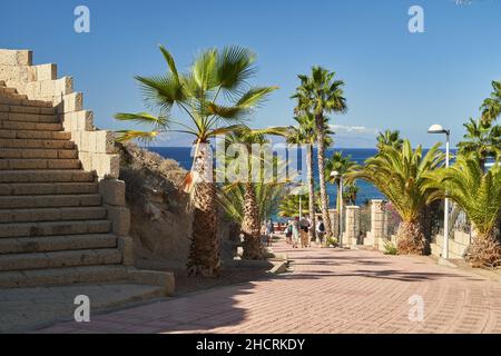 Treppe des Mirador Palomas in La Caleta, Costa Adeje, Teneriffa Stockfoto