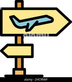 Symbol für die Abfluganzeige. Kontur Abreise Indikator Vektor Symbol Farbe flach isoliert Stock Vektor