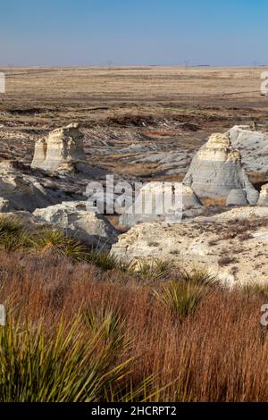 Oakley, Kansas - der Little Jerusalem Badlands State Park bewahrt die größte Niobrara-Kreideformation in Kansas. Der Park ist ein Gemeinschaftsprojekt der Nat Stockfoto