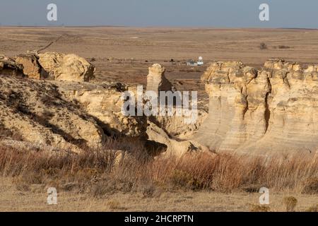 Oakley, Kansas - der Little Jerusalem Badlands State Park bewahrt die größte Niobrara-Kreideformation in Kansas. Der Park ist ein Gemeinschaftsprojekt der Nat Stockfoto