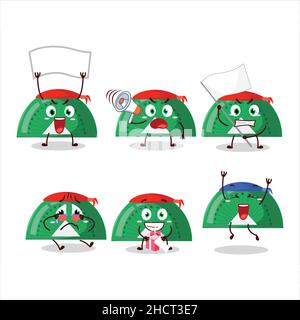 Maskottchen Design-Stil der grünen Bogen Lineal Charakter als attraktiver Unterstützer. Vektorgrafik Stock Vektor