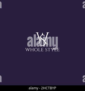 Modernes, flaches Design mit WS-Logo in der Initiale Stock Vektor