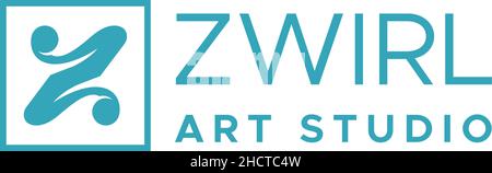 Flacher Buchstabe Initial Z ZWIRL ART STUDIO Logo Design