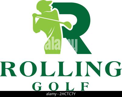 Modernes flaches Initial R ROLLING GOLF-Logo Stock Vektor